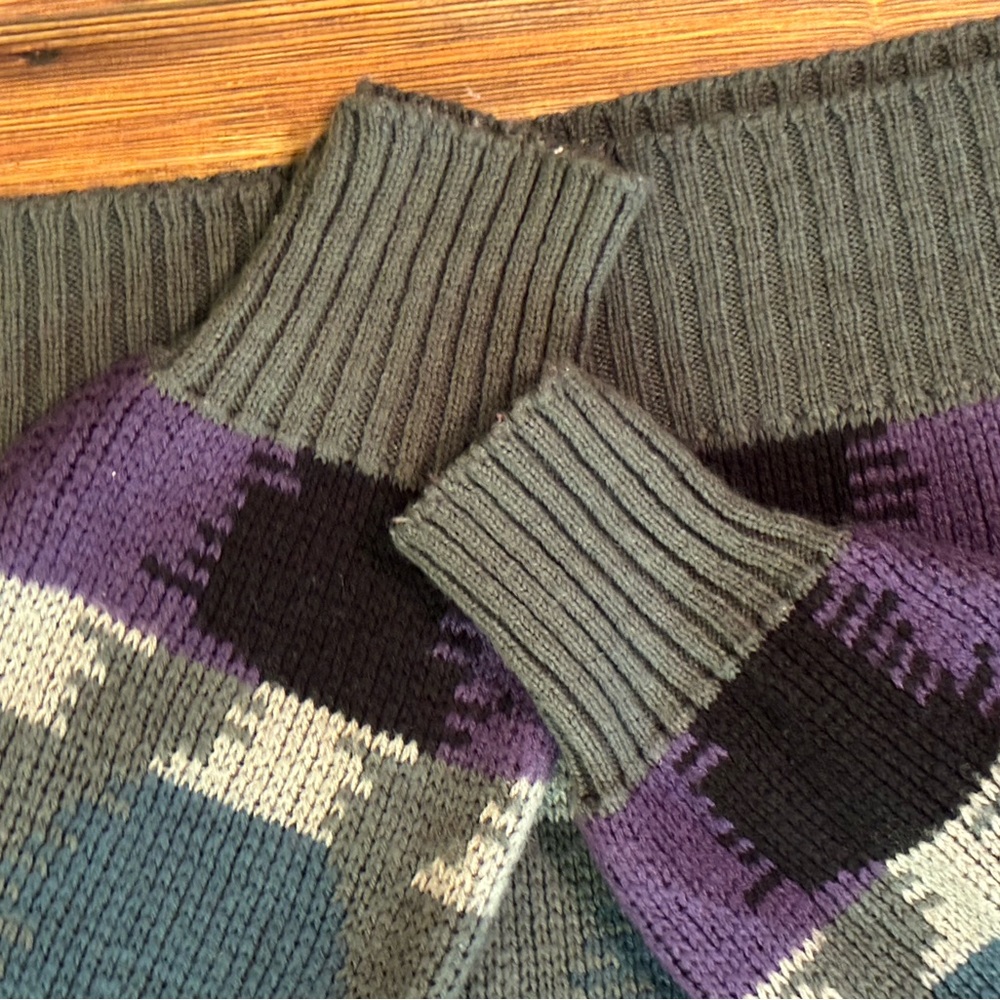 Vintage Weeds Sweater 90s Cosby Grandpa Abstract Geometric Acrylic Pullover L - Picture 5 of 11